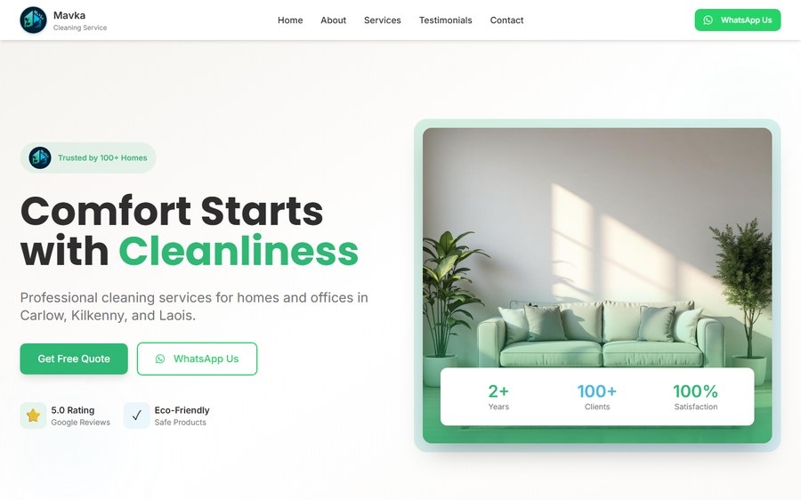 Mavka Cleaning website