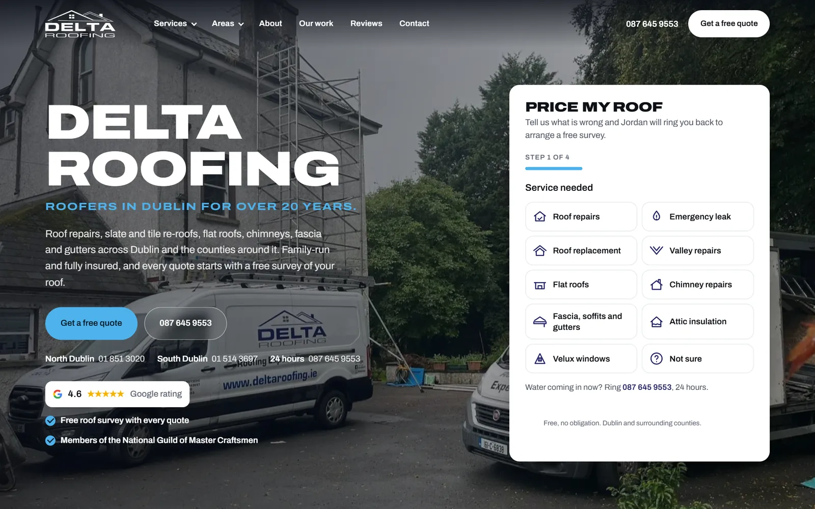 Delta Roofing website