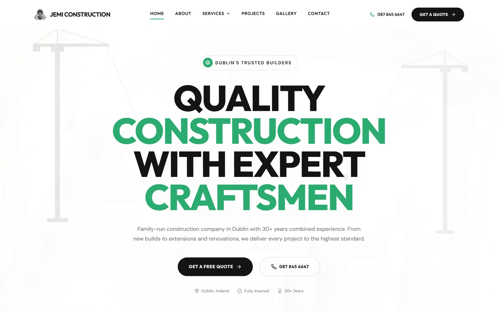 Jemi Construction website